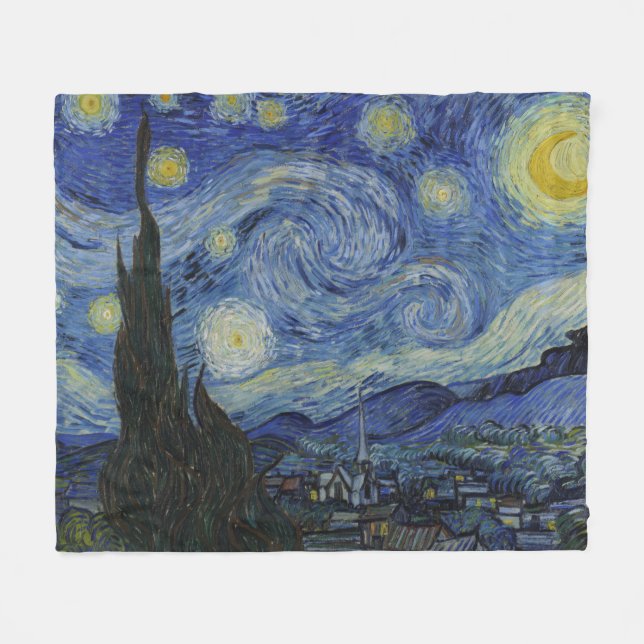 Cobertor De Velo The Starry Night (Vincent van Gogh) (Famosa Arte) (Frente (Horizontal))