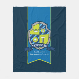Cobertor De Velo Theodore Letter T name significa blue green urso