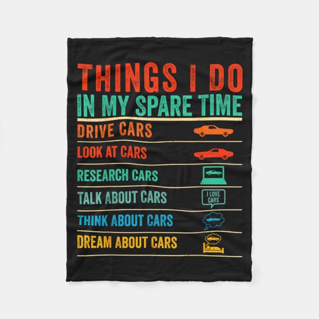 Cobertor De Velo Things I Do In My Spare Time Funny Car Lovers  (Frente)