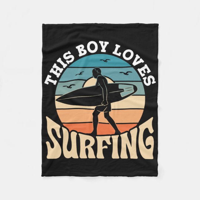 Cobertor De Velo This Boy Loves Surfing Surf Surfer Surfboard Surfi (Frente)