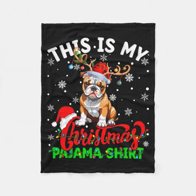 Cobertor De Velo This Is My American Bulldog Ugly Christmas Pajama  (Frente)