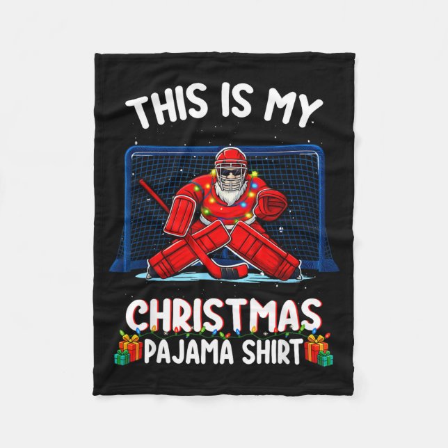 Cobertor De Velo This Is My Christmas Pajama Hockey Goalie Santa Sr (Frente)