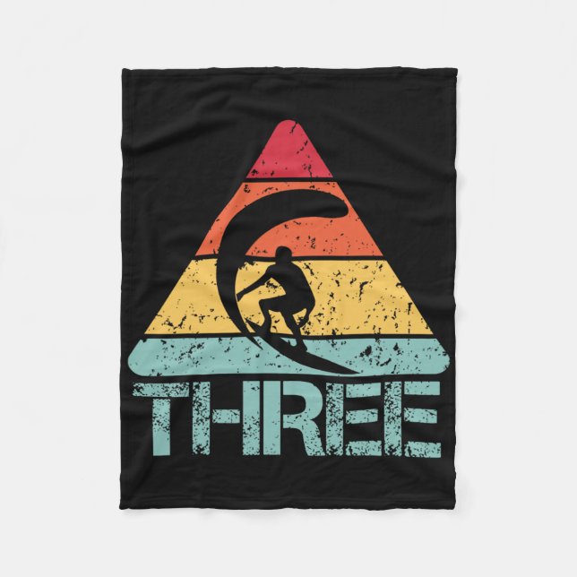 Cobertor De Velo Three Birthday Surfer 3rd 3 Year Old Surfing Birth (Frente)