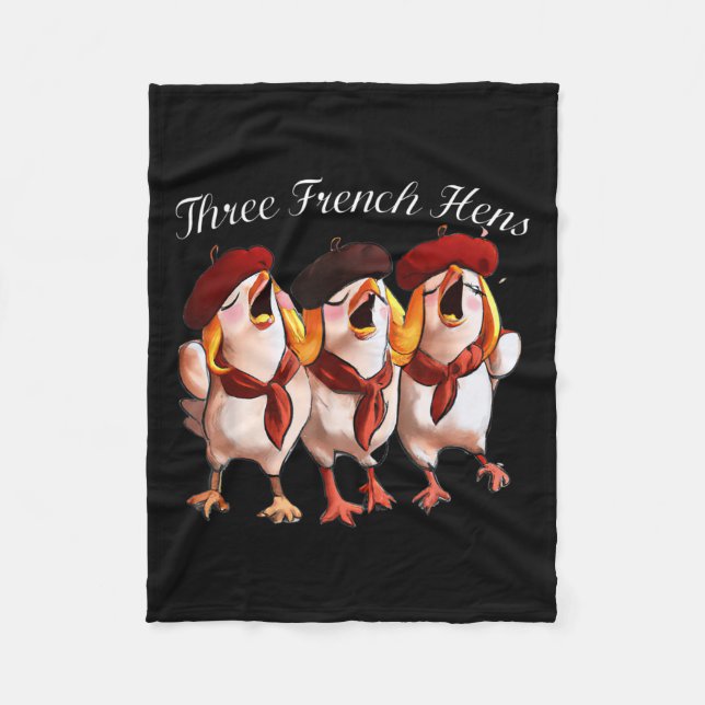 Cobertor De Velo Three French Hens Singing The 12 Days Song, Christ (Frente)