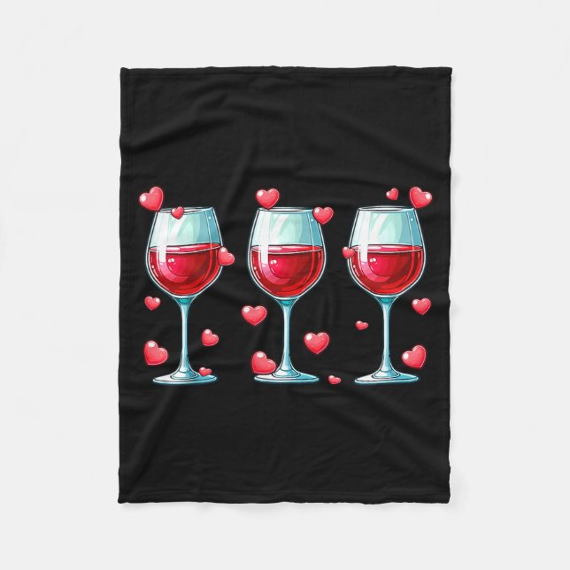Cobertor De Velo Three Gles Of Wine Valentine's Day Couple Funny Dr (Frente)