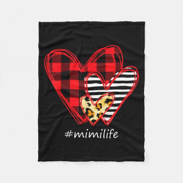 Cobertor De Velo Three Hearts Leopard Buffalo Plaid Mimi Life Valen (Frente)