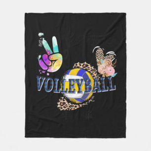 Cobertor De Velo Tia de vôlei Peace Love Mãe Avó Leopar