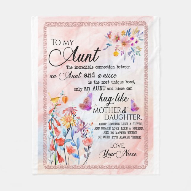 Cobertor De Velo Tia Gifts | Carta À Minha Tia Love Da Niece (Frente)