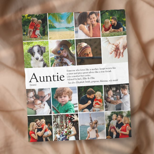 Cobertor De Velo Tia Mais Incrível, Definição de Tia 16 Fotos (Best Ever Aunt, Auntie Definition 16 Photo Fleece Blanket)
