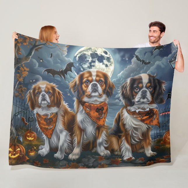 Cobertor De Velo Tibetan Spaniel Halloween Assustador  (In Situ)