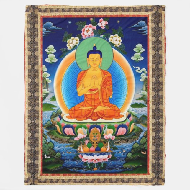 Cobertor De Velo Tibetano Thangka Prabhutaratna Buddha (Frente)