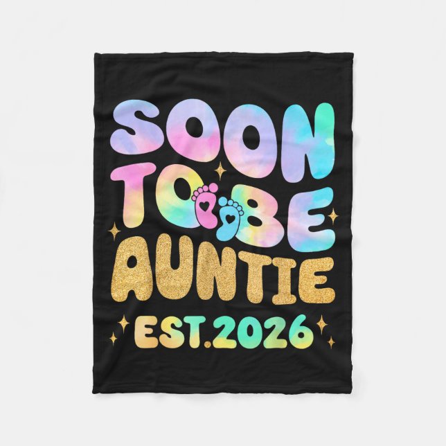 Cobertor De Velo Tie Dye Auntie Promoted To Auntie 2026 Soon To Be  (Frente)