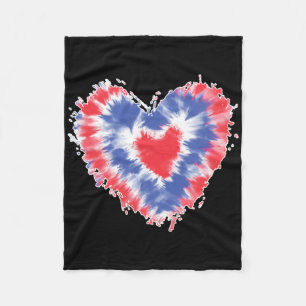 Cobertor De Velo Tie Dye Heart Usa Flag Colors Blue Red And White 4