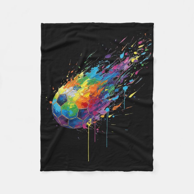 Cobertor De Velo Tie-dye Paint Splats Soccer Footbyll Player Fans E (Frente)