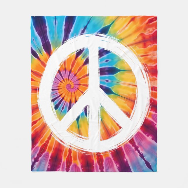 Cobertor De Velo Tie Dye Peace Fleece Blanket (Frente)