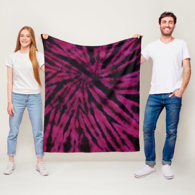 Cobertor De Velo Tie-Dye Purple Pink Black Hippie Retro Pattern  (In Situ)