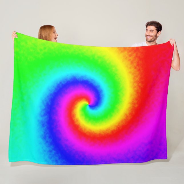 Cobertor De Velo Tie Dye Rainbow Swirl Hippie Boho Chic (In Situ)