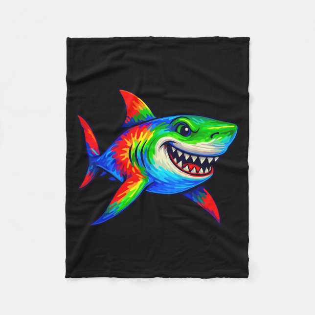 Cobertor De Velo Tie-dye Shark Peace Sign Hipe  (Frente)