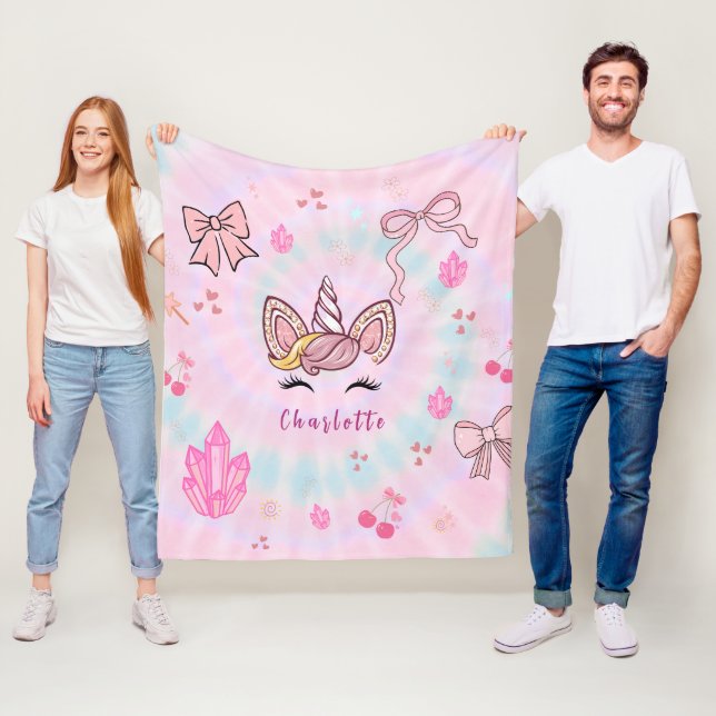 Cobertor De Velo  Tie Dye Unicorn Coquette Bow  (In Situ)