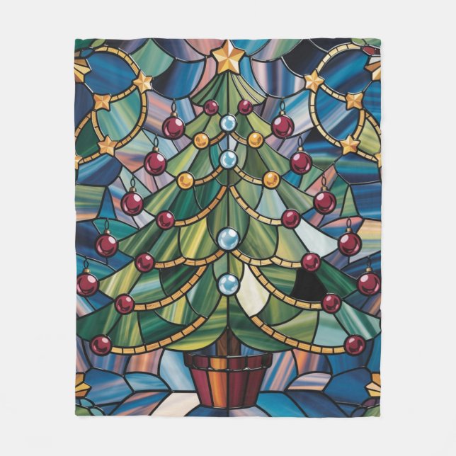 Cobertor De Velo Tiffany-Style Stained Glass Christmas Tree (Frente)
