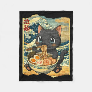 Cobertor De Velo Tigela de macarrão ramen de gato preto kawaii engr