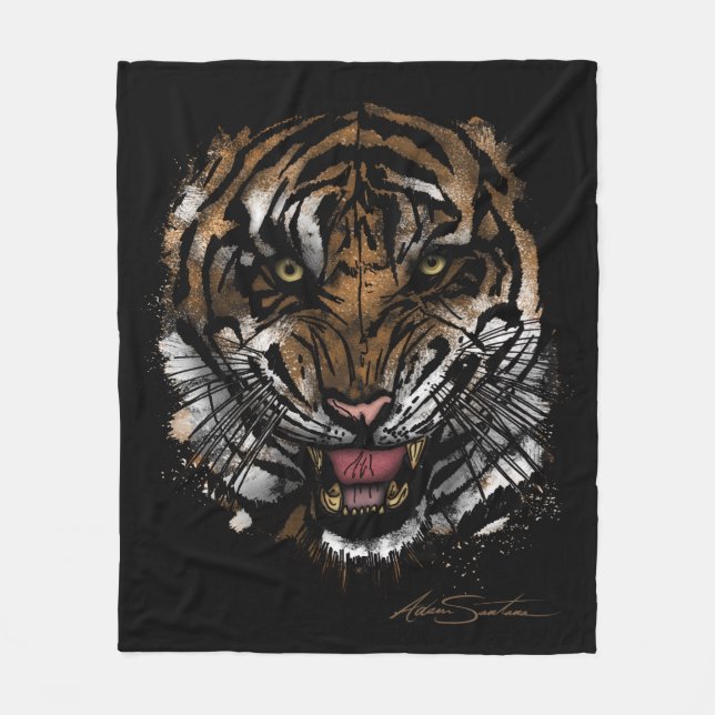 Cobertor De Velo Tiger Face (Design de Assinatura) (Frente)