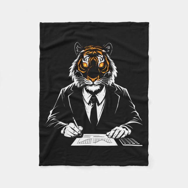 Cobertor De Velo Tiger Working Portrait Animal Motif Illustration A (Frente)