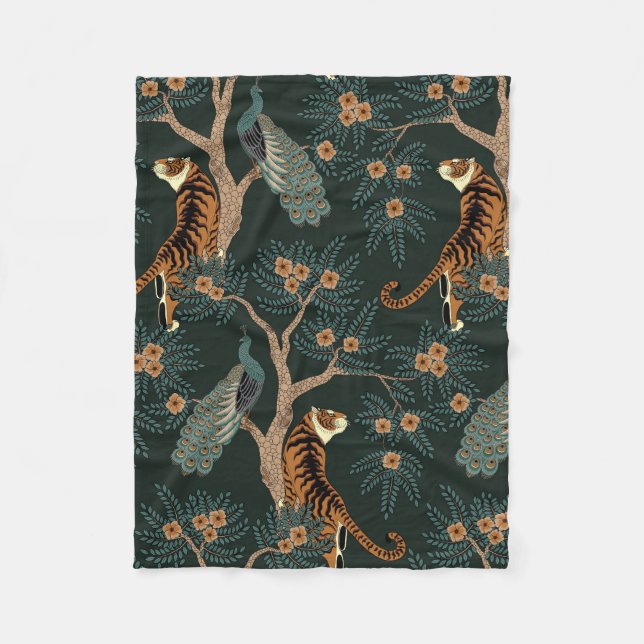 Cobertor De Velo Tigre de safra e pavão (Frente)