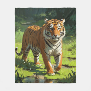 Cobertor De Velo Tigre Majestoso na Pintura Selvagem