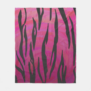 Cobertor De Velo Tigre, rosa quente e Impressão preto