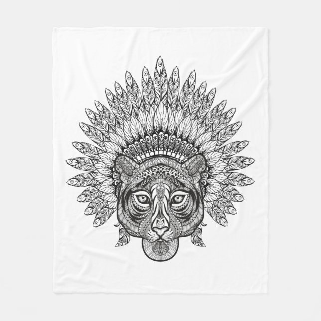 Cobertor De Velo Tigre tirado mão no estilo (Frente)