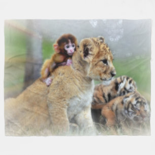 Cobertor De Velo Tigres e Monkey Fleece Blanket