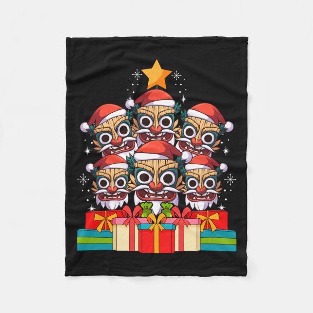 Cobertor De Velo Tiki Le Luau Hawaiian Tiki Mask Christmas Tree Xma (Frente)