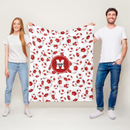 Cobertor De Velo time branco vermelho colorido bolas de futebol rap