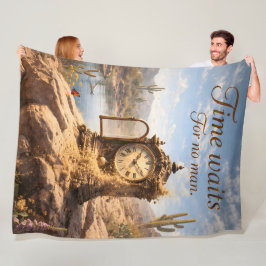 Cobertor De Velo Time waits for desert clock fleece blanket de