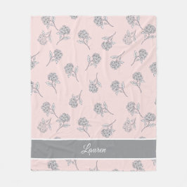 Cobertor De Velo Timeless Botanical Bloom Soft Pink Monogram Fleec