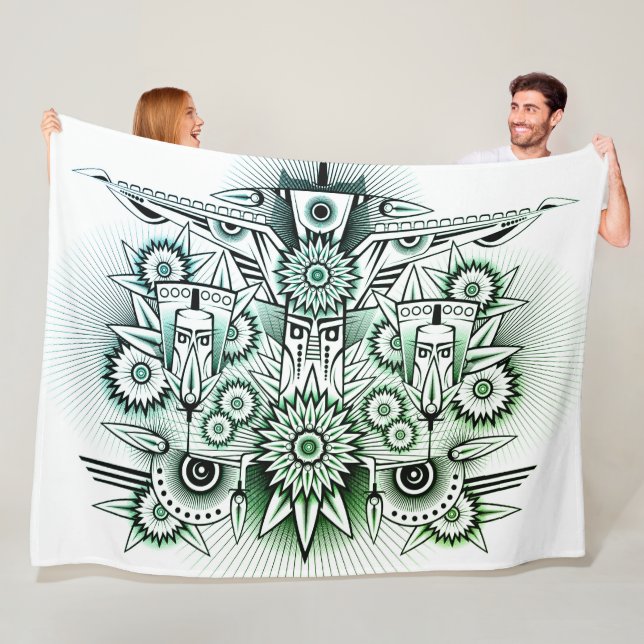 Cobertor De Velo Tint verde Design Tribal (In Situ)