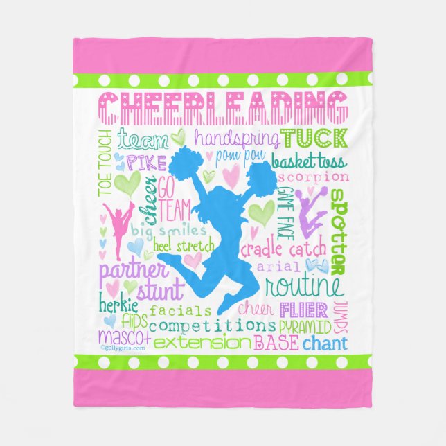 Cobertor De Velo Tipografia Cheerleading Pastel das palavras (Frente)