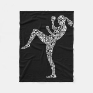 Cobertor De Velo Tipografia de Kickboxer - Kickboxing Artes Marciai
