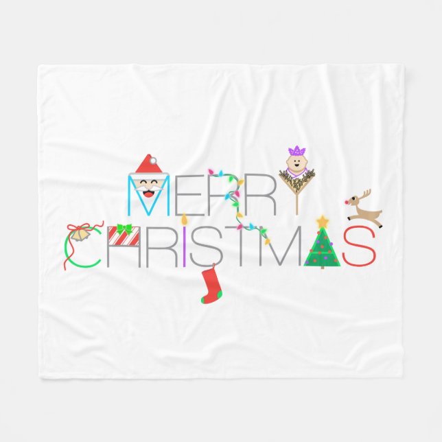 Cobertor De Velo Tipografia Feliz de Natal (Frente (Horizontal))