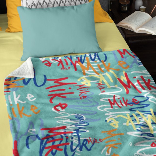 Cobertor De Velo Tipografia Nome do Grafite em branco (Criador carregado)