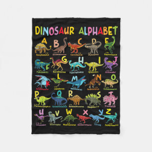 Cobertor De Velo Tipos De Dinossauros Alphabet A-z Abc Dino Identif