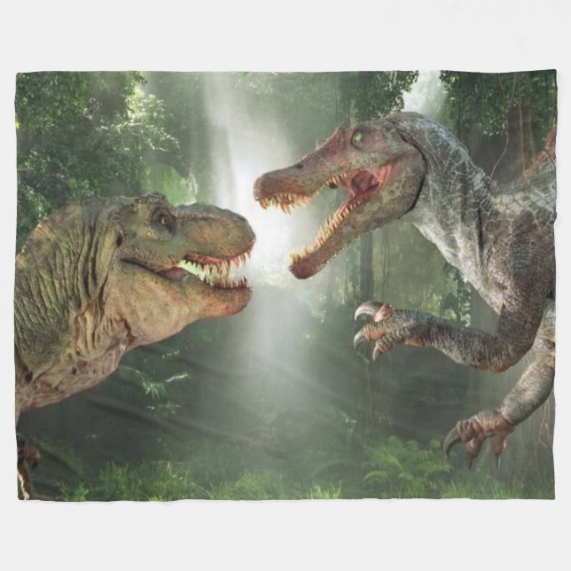 Cobertor De Velo Tiranossauro contra Spinosaurus (Frente (Horizontal))