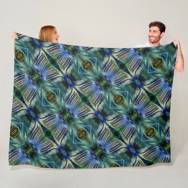 Cobertor De Velo Tiras transversais curvas, em verde e azul (In Situ)