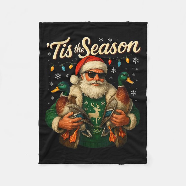 Cobertor De Velo Tis The Season Cool Santa Duck Christmas Design  (Frente)