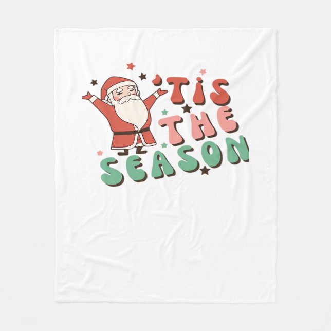 Cobertor De Velo Tis The Season Retro Christmas Santa (Frente)