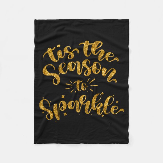 Cobertor De Velo Tis The Season To Sparkle Gold Faux Glitter  (Frente)