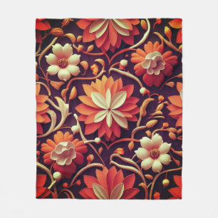 Cobertor De Velo Título: "Retro Bloom - Padrão Floral Invisível