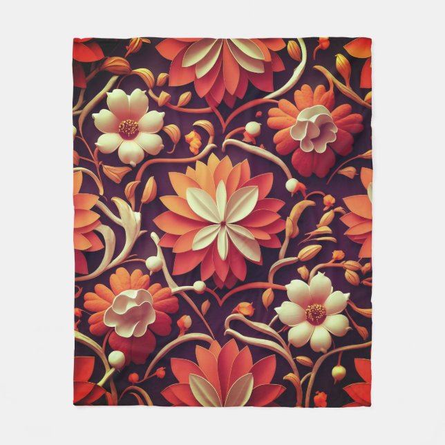 Cobertor De Velo Título: "Retro Bloom - Padrão Floral Invisível (Frente)