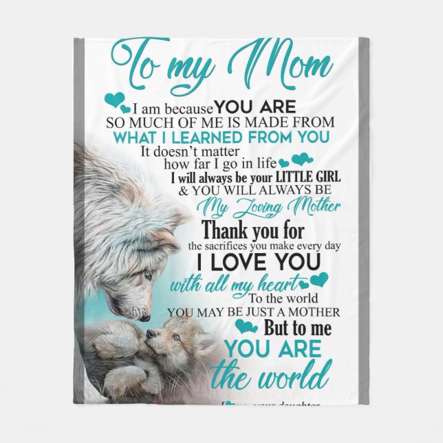 Cobertor De Velo To My Mom wolf blanket, gift for mom blanket
